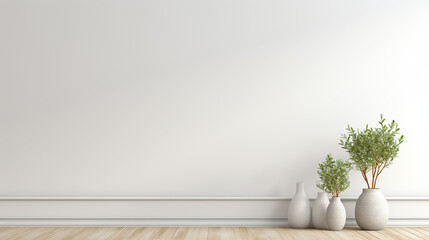 empty wall mock up in Scandinavian style interior. minimal interior design