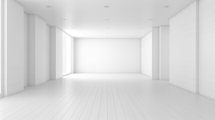 empty white room modern space interior 3d rendering