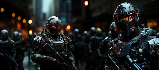 Special forces soldier police, swat team member. in action , Poster concept for police,Generated with AI security or military,