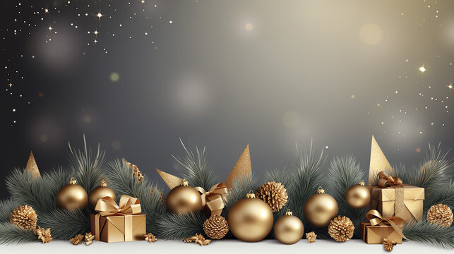xmas background design with realistic decoration. Christmas banner