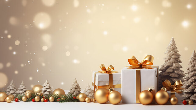 simple Christmas background design with realistic gold decoration