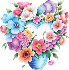 Watercolor Spring Flower Love Clipart Design Vector Illustration