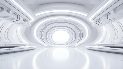 white futuristic architecture background with light 3d rendering