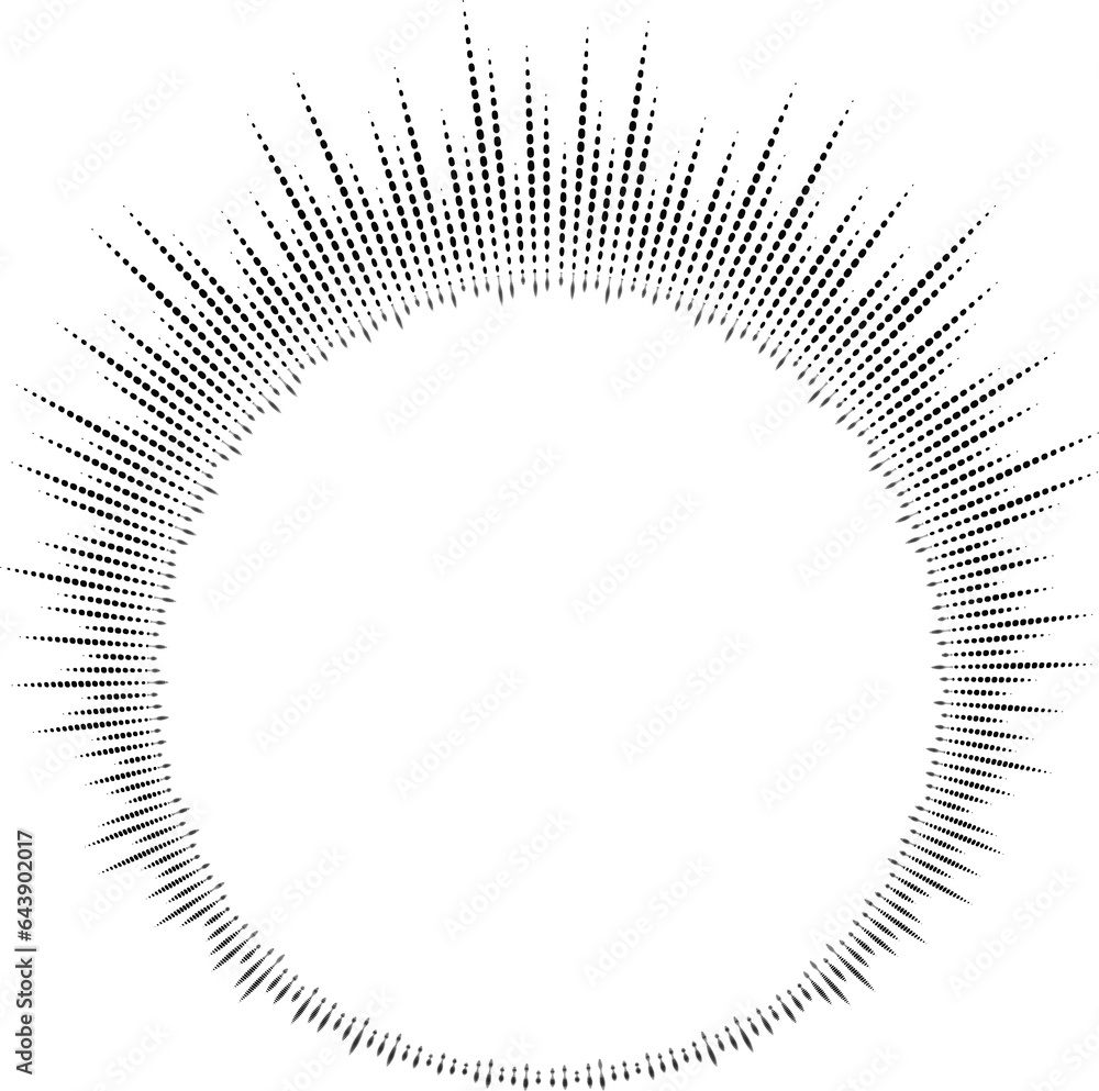 Poster circle sound wave. audio music equalizer. spectrum radial pattern and frequency frame.
