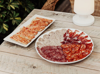 Portion of top quality Iberian sausages