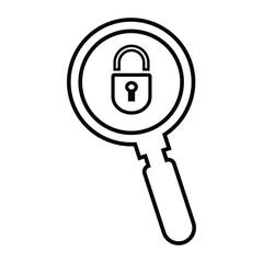 Search lock, find, glass icon