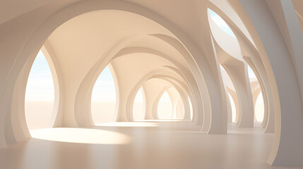 abstract architecture background arched interior 3d render