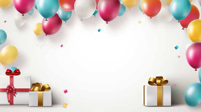 birthday banner template. happy birthday to you with colorful balloons on white background