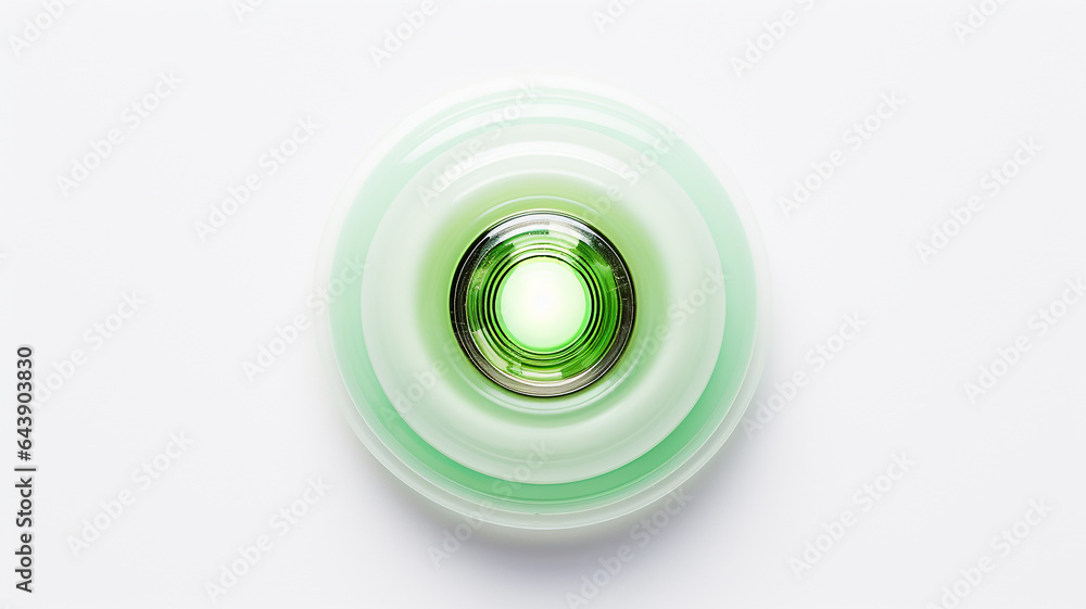 Poster green light fluorescent button isolated on the background of computer graphics website design