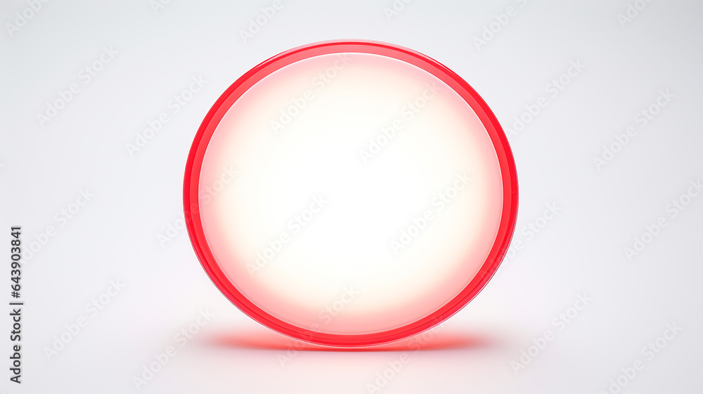 Poster red light fluorescent button isolated on the background of computer graphics website design