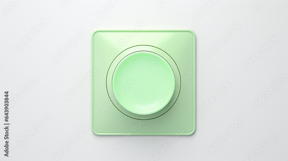 Poster green light fluorescent button isolated on the background of computer graphics website design