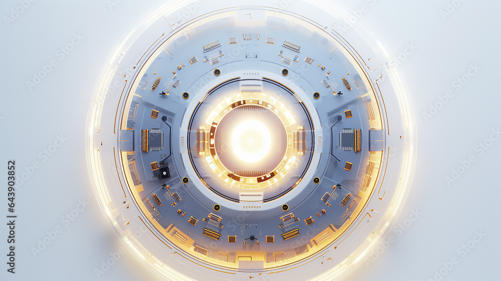 Aufkleber white computer chip light fluorescent button isolated on the background computer graphics website design