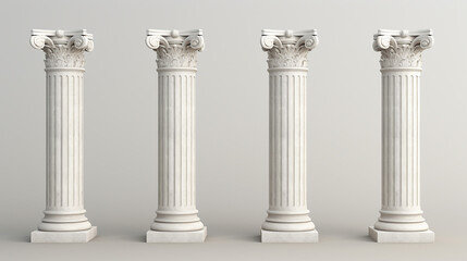 Obraz premium four white marble pillars. 3d illustration