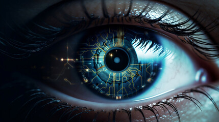 Eye with technology. Future technology 