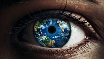 Eye with Earth. The world inside eye