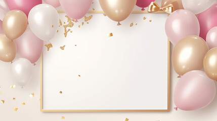 happy birthday holiday banner with glittering golden