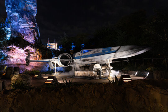 X-Wing at Disney's Star Wars: Galaxy's Edge Theme Park at Walt Disney World Resort in Orlando, Florida, Batuu East