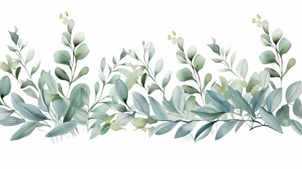 watercolor floral illustration. green leaf frame for wedding stationary, greetings, wallpapers, fashion, background - obrazy, fototapety, plakaty