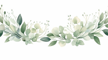 watercolor floral illustration. green leaf frame