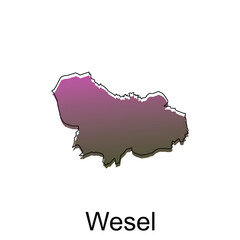 High detailed vector map of Wesel modern outline, Logo Vector Design. Abstract, designs concept, logo, logotype element for template.