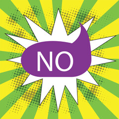 Comic speech bubble with expression text no illustration in retro pop art style on halftone background