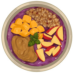 Mixed smoothie bowl hand drawn