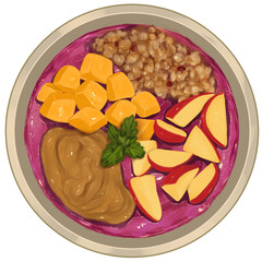 Mixed smoothie bowl hand drawn