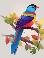 A colourful bird in a tree branch