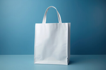 Mock-up of a white fabric bag with handles - obrazy, fototapety, plakaty