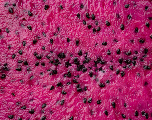 Close up view of red dragon fruit slice