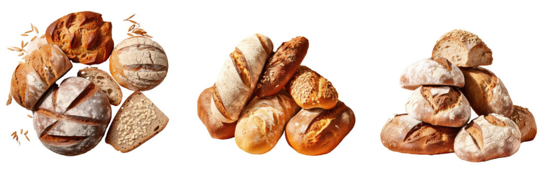 transparent background showcases mixed whole grain health breads