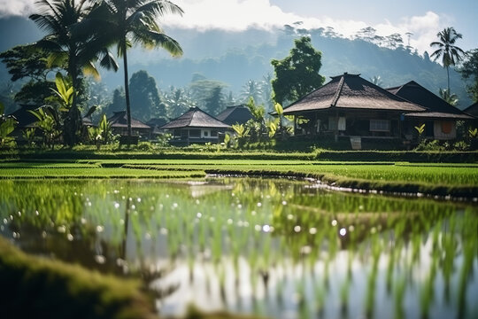 Rice paddies and farm in Bali, Indonesia