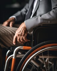 Obraz premium Hand of a man in a wheelchair.
