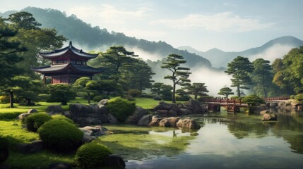 Fototapeta na wymiar Lush Landscape of South Korea