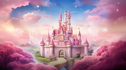 Abwaschbare Fototapete Hell-pink Pink princess castle