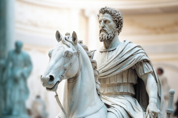 Marcus Aurelius on horse statue in Capitoline Museum, Rome, Italy