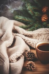 Fototapeta na wymiar Christmas winter cozy background