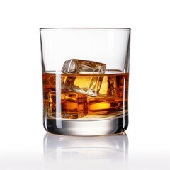 Glass of whiskey or whisky or american bourbon isolated