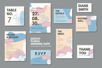 Wedding invitation, thank you card, save the date cards. Wedding set. RSVP card