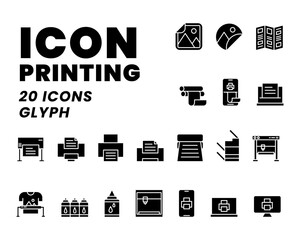 Icon Pack Digital Printing or printer in solid black color