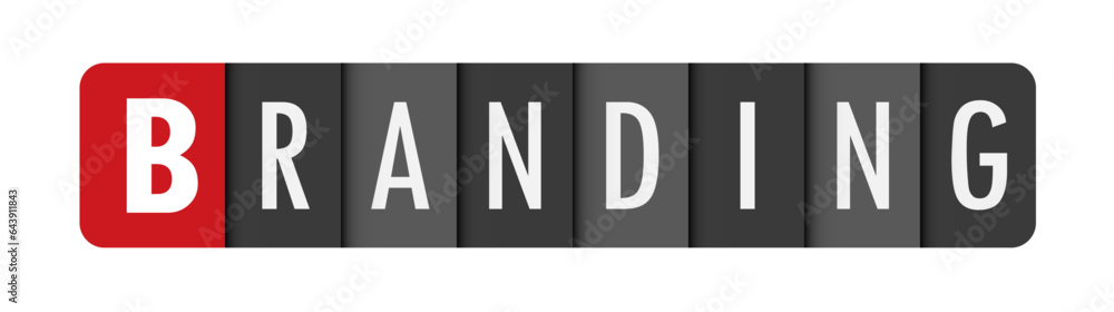 Poster branding dark gray vector typography banner with initial letter highlighted in red
