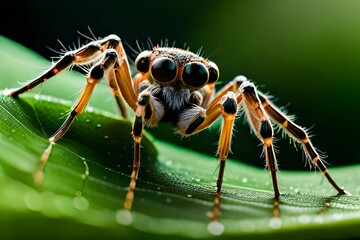 A close-up of delicate dewdrops glistening on the intricate web of a spider in the early morning.