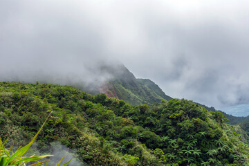 a lot of clouds over the mountain and jungle
