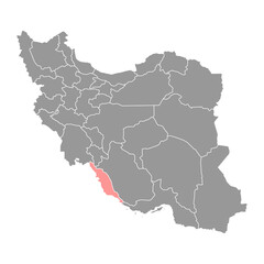 Obraz premium Bushehr province map, administrative division of Iran. Vector illustration.