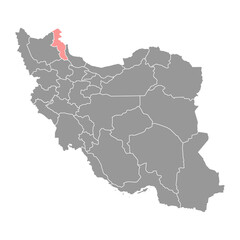 Ardabil province map, administrative division of Iran. Vector illustration.