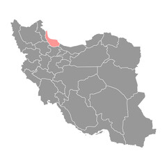 Gilan province map, administrative division of Iran. Vector illustration.