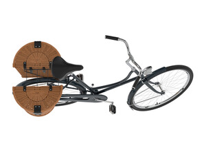 Classic bike with basket isolated on transparent background. 3d rendering - illustration