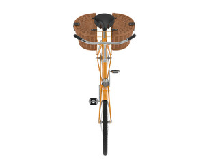 Classic bike with basket isolated on transparent background. 3d rendering - illustration