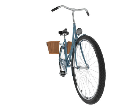 Classic bike with basket isolated on transparent background. 3d rendering - illustration