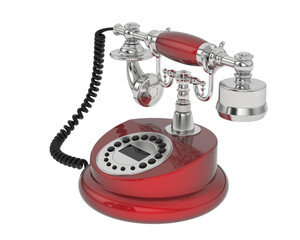 Classic cord phone isolated on transparent background. 3d rendering - illustration